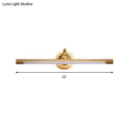 Brass modern wall light by Decorbites with ornate circular backplate and slim bar, 22in wide on Tampa Home & Garden Store