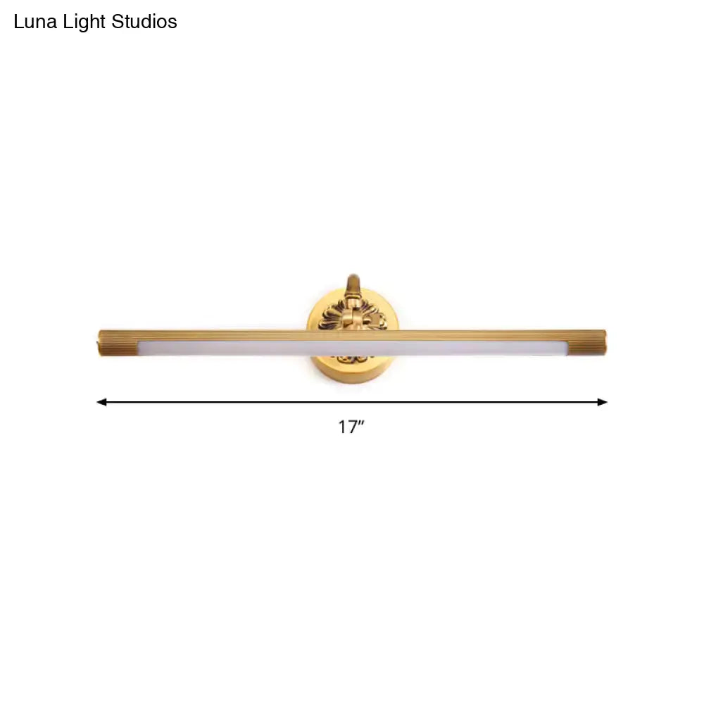 Brass modern wall light with white diffuser bar, 17in width on Tampa Home & Garden Store