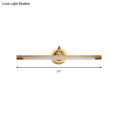 Brass modern wall light with white diffuser bar, 17in width on Tampa Home & Garden Store