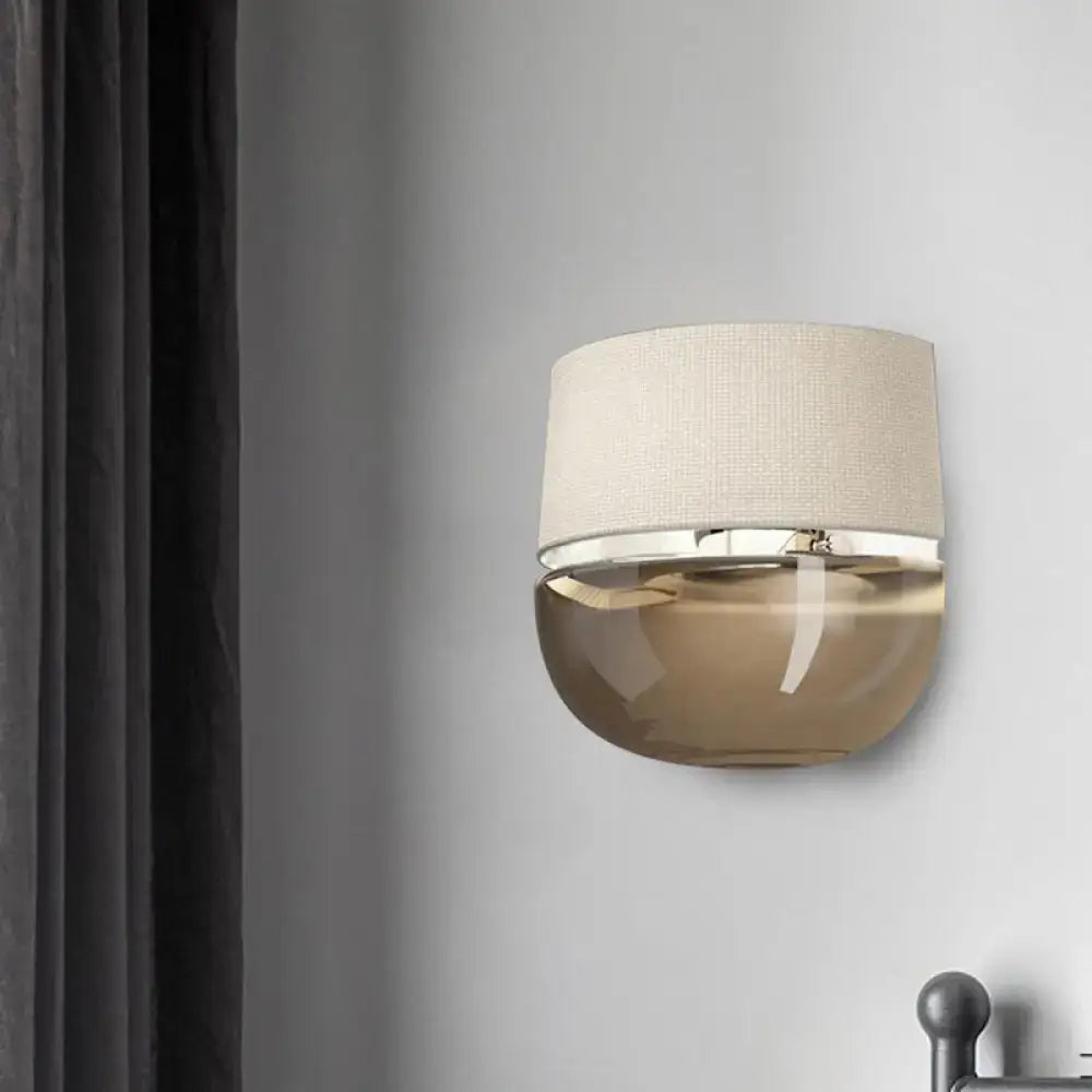 Amber Arched Tan Glass Sconce by Decorbites, cream fabric shade, wall-mount on Tampa Home & Garden Store