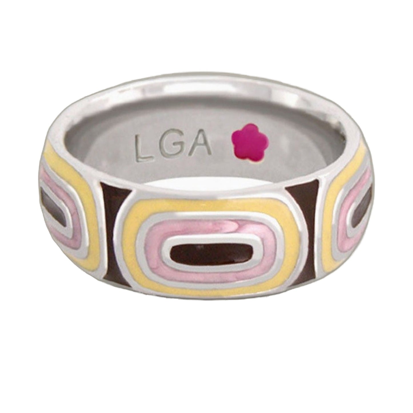 Modern Art Band ring pastel geometric enamel with Lauren G Adams branding inside on Tampa Home & Garden Store