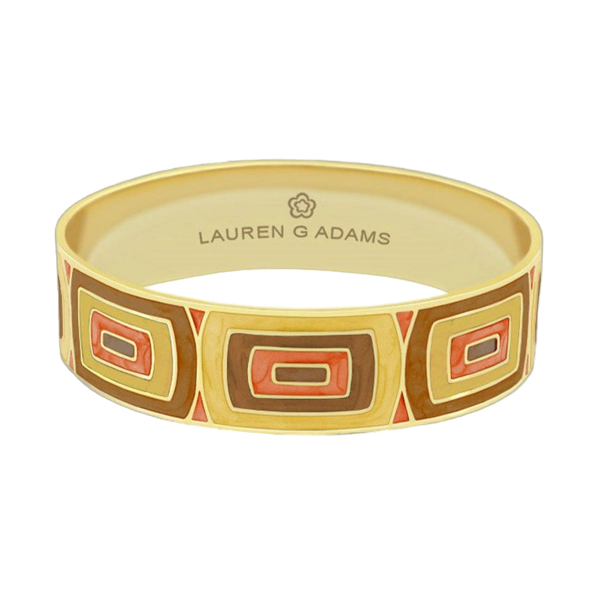 Modern Art Bangle slip-on bracelet with warm geometric squares Lauren G Adams logo visible on Tampa Home & Garden Store