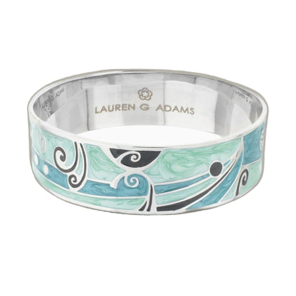 Modern Art Rhodium and Cubic Zirconia Bangle