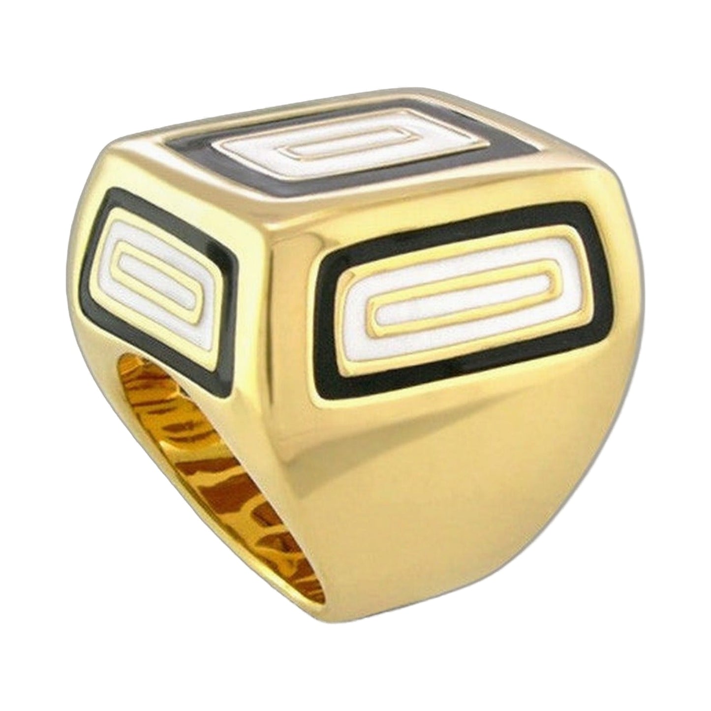 Modern Art cocktail ring by Lauren G Adams, gold-tone geometric enamel square blocks on Tampa Home & Garden Store