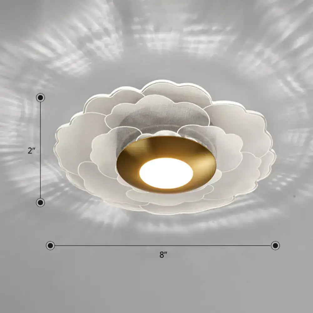 White Gold Flower Sconce with white petal shade and gold center by Decorbites on Tampa Home & Garden Store