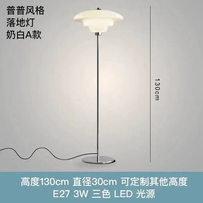 Cream Glass Bauhaus Floor Lamp for Living Room