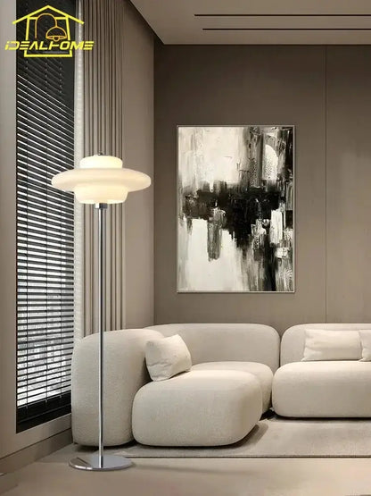Cream Glass Bauhaus Floor Lamp for Living Room