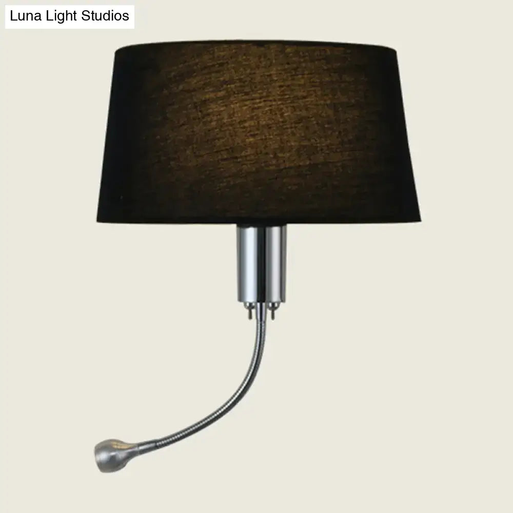 Beige flush wall sconce with black fabric shade and chrome curved arm Decorbites on Tampa Home & Garden Store