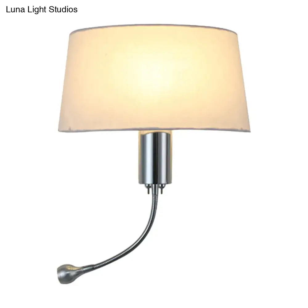 Beige flush wall sconce with fabric shade and chrome metal arm by Decorbites on Tampa Home & Garden Store