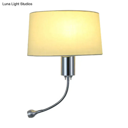 Beige flush wall sconce with chrome base and fabric shade pull chains Decorbites on Tampa Home & Garden Store