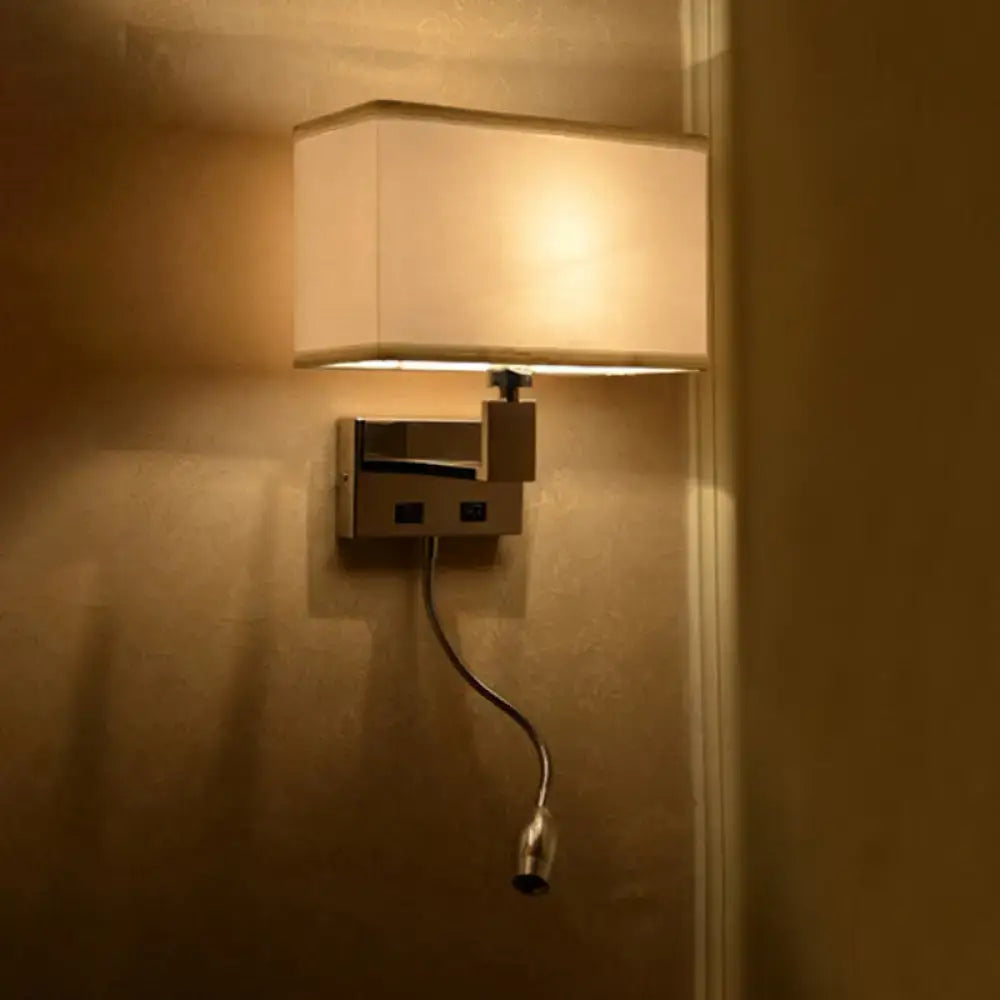 Beige LED wall sconce by Decorbites with rectangular fabric shade and metallic mounting on Tampa Home & Garden Store