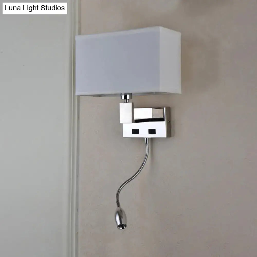 Beige LED wall sconce with white fabric shade and chrome mount on Tampa Home & Garden Store