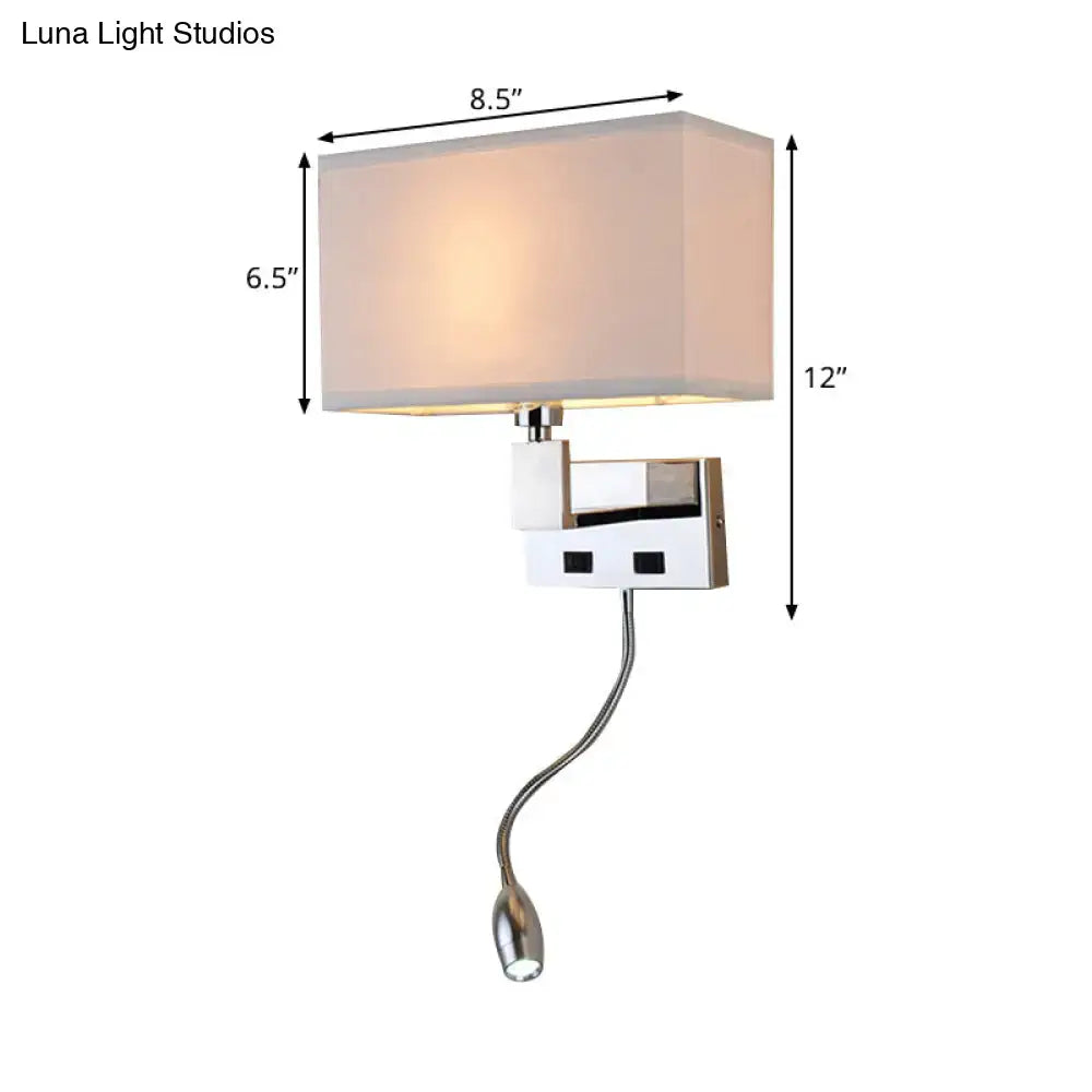 Beige LED wall sconce with chrome mount and fabric shade, curved teardrop pull Decorbites on Tampa Home & Garden Store