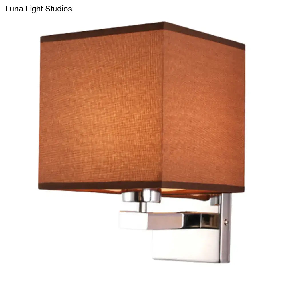 Beige fabric shade wall sconce with chrome metal mount on Tampa Home & Garden Store