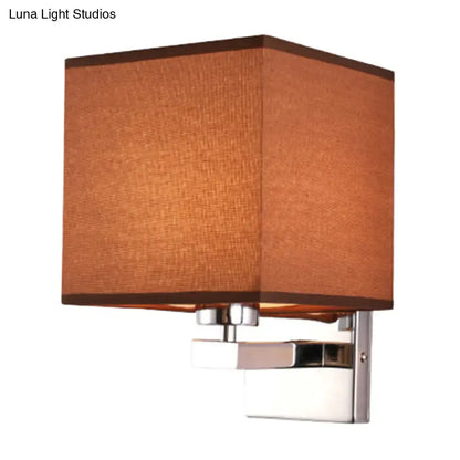 Beige fabric shade wall sconce with chrome metal mount on Tampa Home & Garden Store
