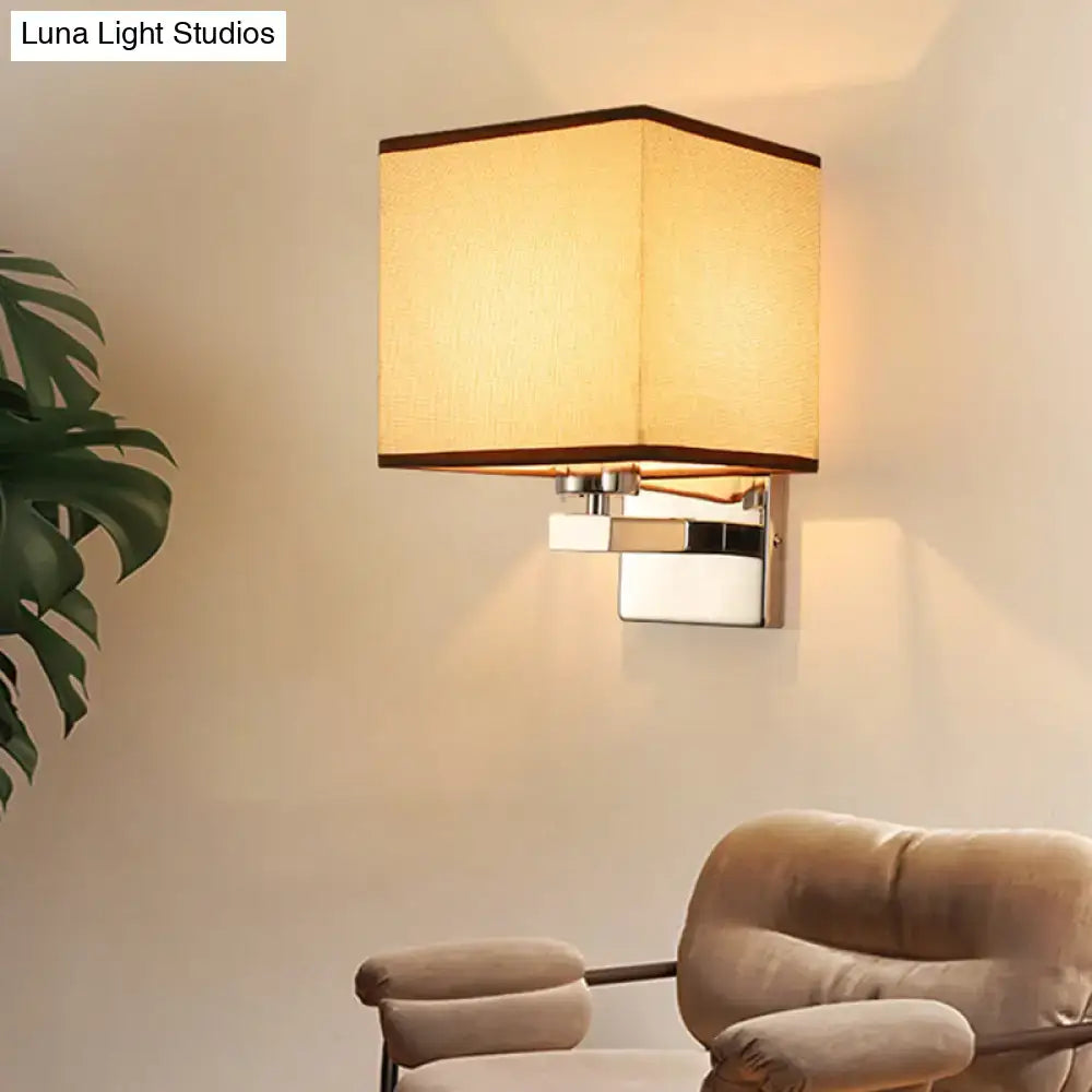 Beige fabric shade sconce with chrome wall mount by Decorbites on Tampa Home & Garden Store