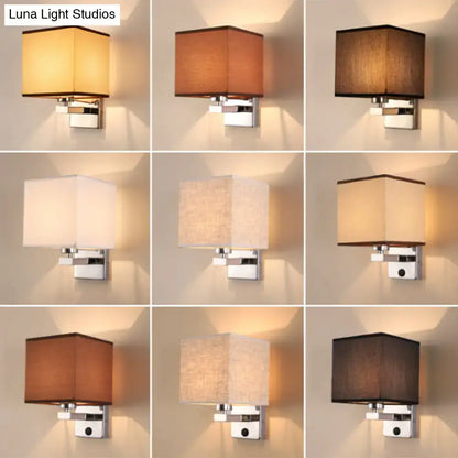 Beige Fabric Shade Sconce with chrome wall mount; multiple shade colors on display on Tampa Home & Garden Store