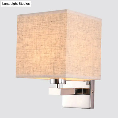 Beige fabric shade wall sconce with chrome metal base by Decorbites on Tampa Home & Garden Store