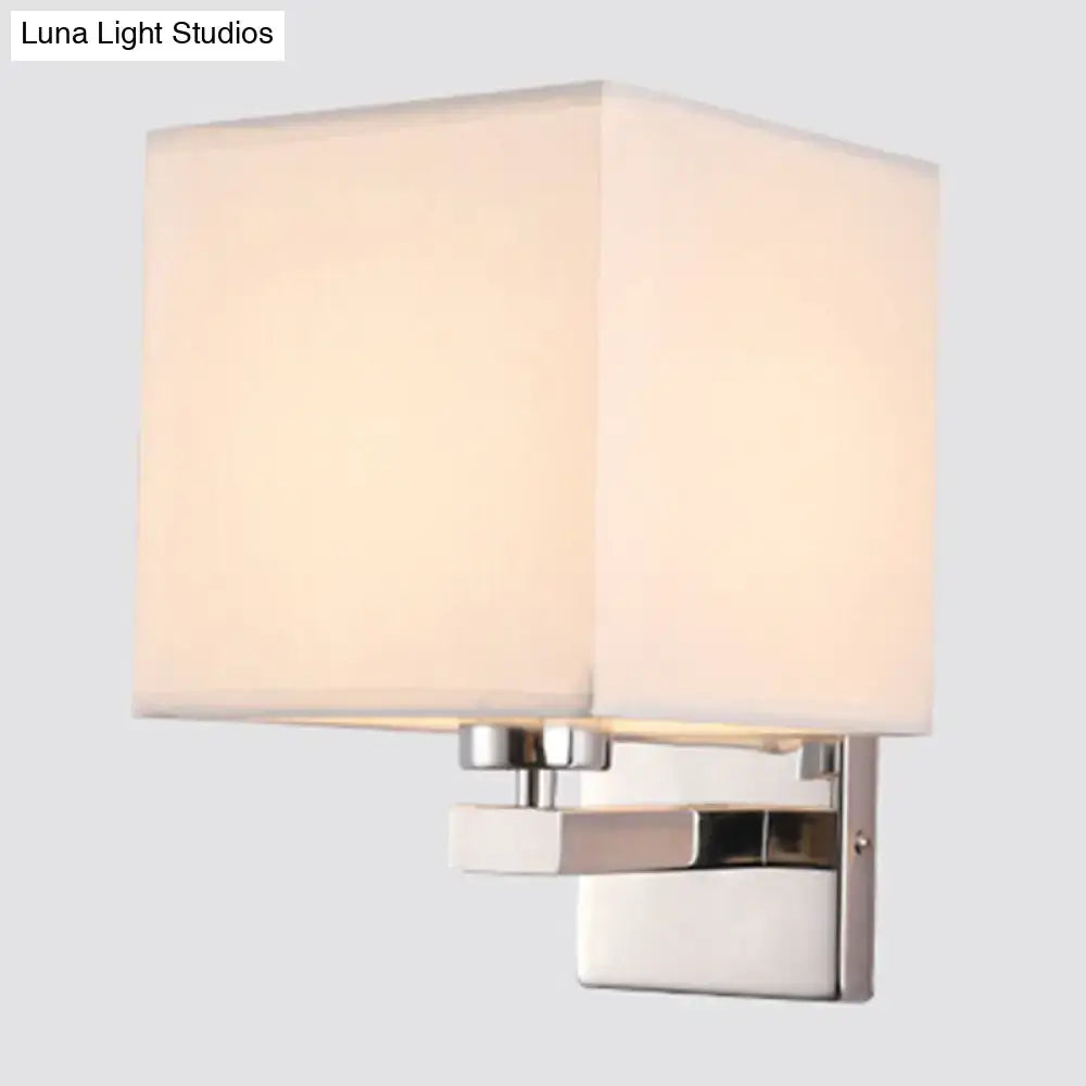 Beige fabric shade sconce with chrome mount, Decorbites wall light on Tampa Home & Garden Store