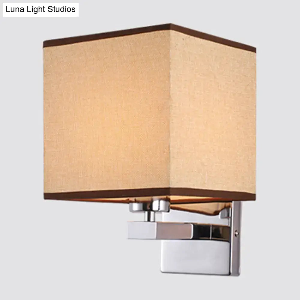 Beige fabric shade sconce with chrome base Decorbites wall light on Tampa Home & Garden Store