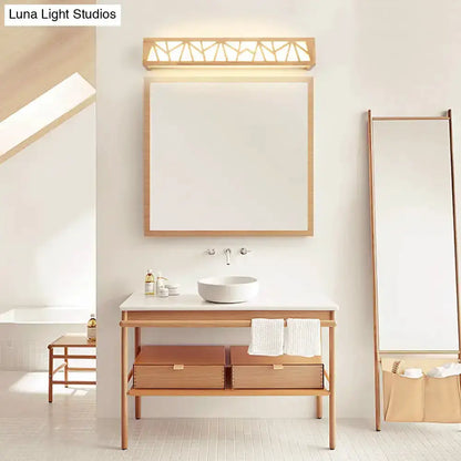 Beige Geometric Wooden Wall Lamp for Bathroom