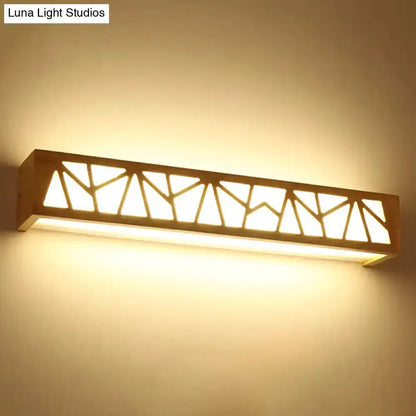 Beige Geometric Wooden Wall Lamp for Bathroom