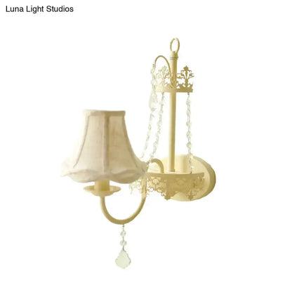 Modern beige ornate crystal sconce with shade, 15-inch Decorbites bedroom wall light on Tampa Home & Garden Store