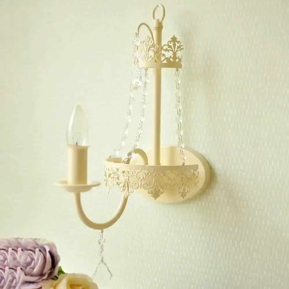 Decorbites beige ornate crystal sconce wall fixture 15 inch with crown detailing on Tampa Home & Garden Store