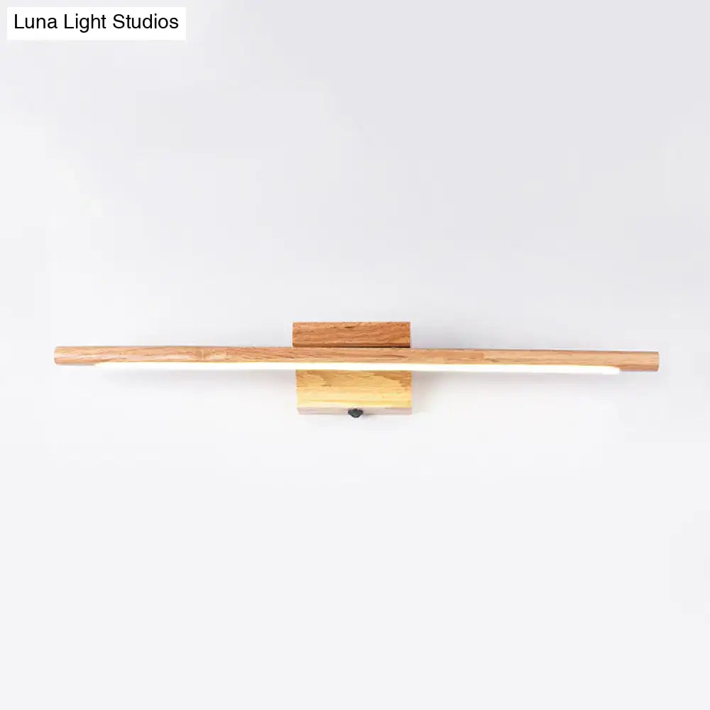 Wooden Nordic LED Vanity Sconce - Stick Shaped Wall Lighting in Beige