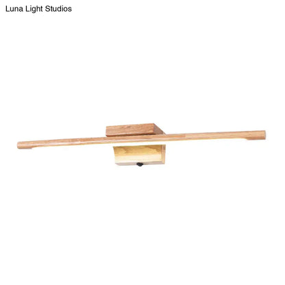 Wooden Nordic LED Vanity Sconce - Stick Shaped Wall Lighting in Beige