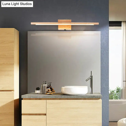 Wooden Nordic LED Vanity Sconce - Stick Shaped Wall Lighting in Beige