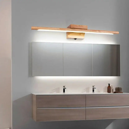 Wooden Nordic LED Vanity Sconce - Stick Shaped Wall Lighting in Beige