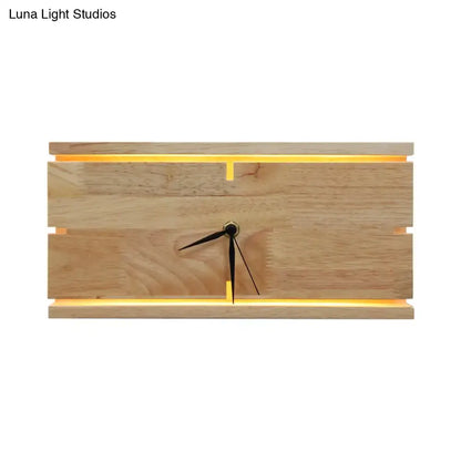 Beige wooden LED wall clock with warm edge-lit glow on Tampa Home & Garden Store