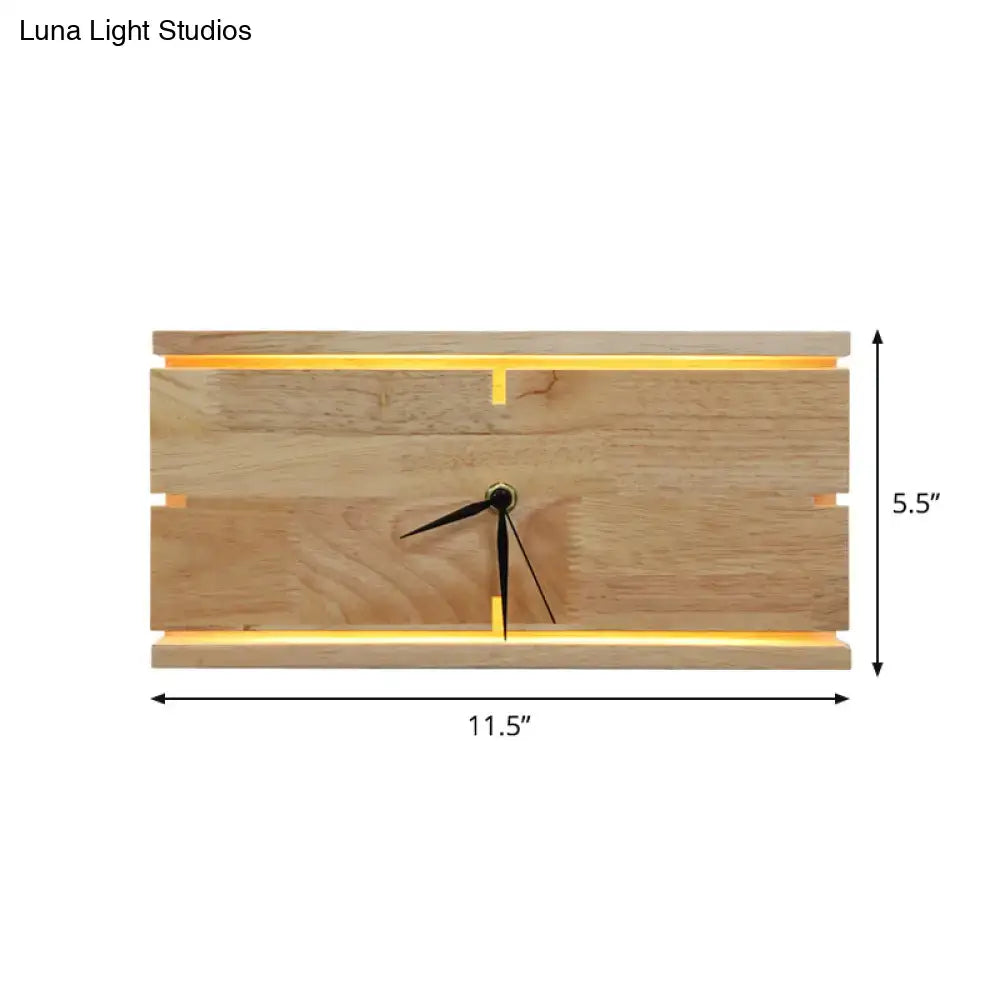 Beige wooden LED wall clock by Decorbites with warm yellow LEDs, 11.5x5.5 in on Tampa Home & Garden Store