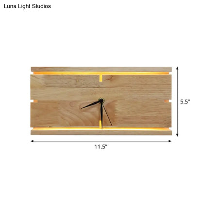 Beige wooden LED wall clock by Decorbites with warm yellow LEDs, 11.5x5.5 in on Tampa Home & Garden Store