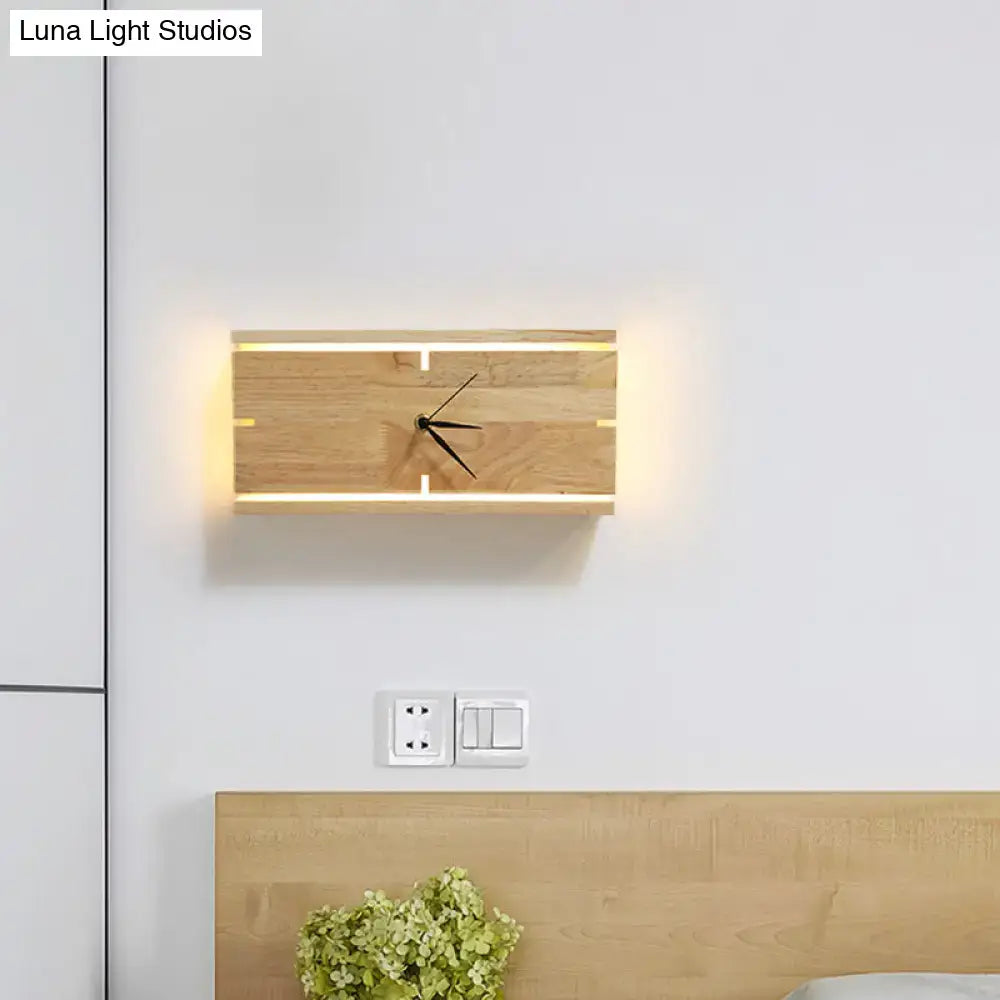 Beige wooden LED wall clock by Decorbites, wall-mounted with warm backlit edges on Tampa Home & Garden Store