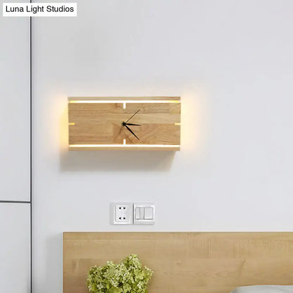 Beige wooden LED wall clock by Decorbites, wall-mounted with warm backlit edges on Tampa Home & Garden Store
