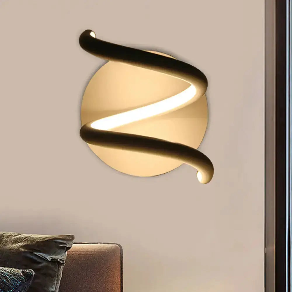 Modern black acrylic spiral sconce bedroom light fixture with warm LED by Decorbites on Tampa Home & Garden Store