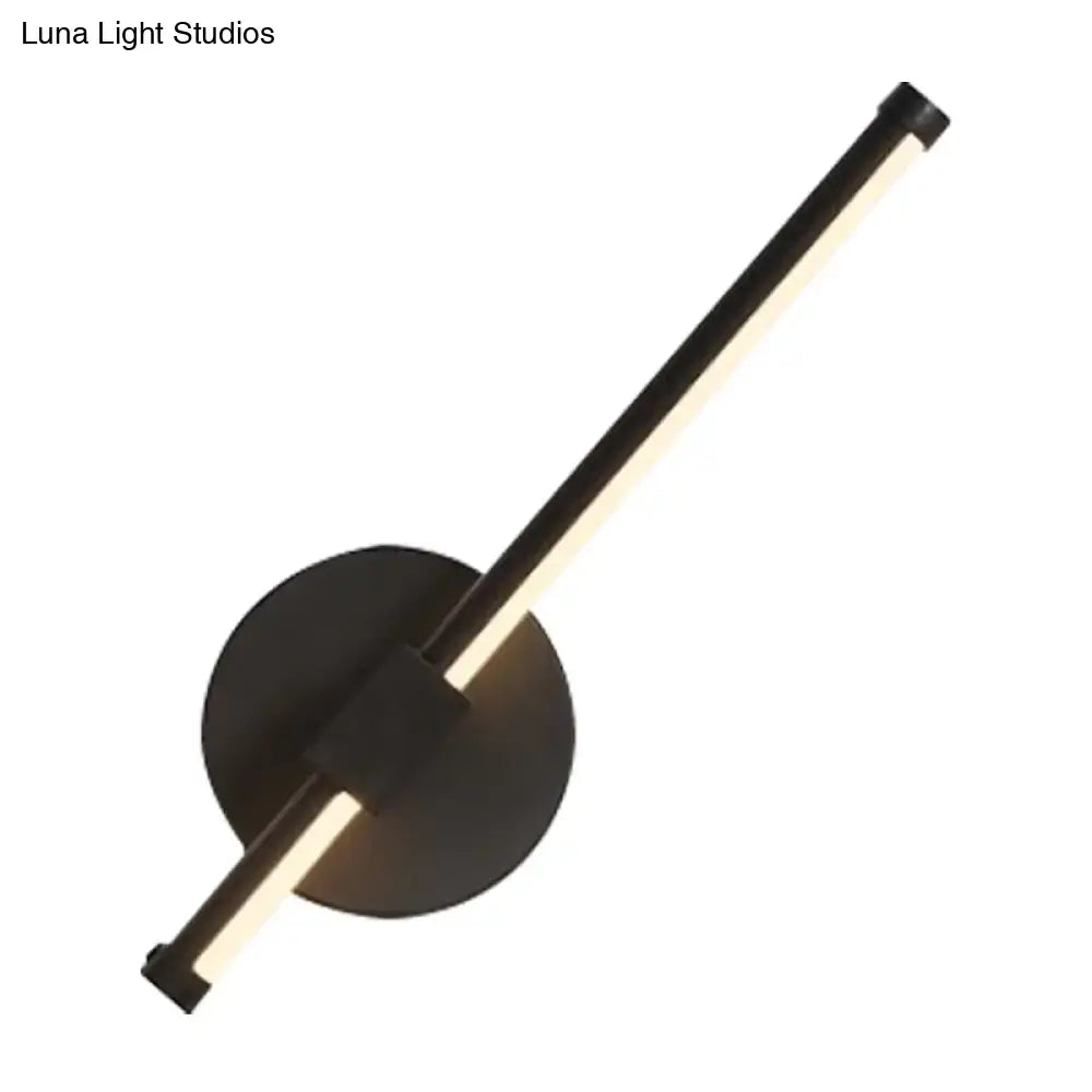 Black acrylic tube wall sconce by Decorbites with round backplate and built-in light on Tampa Home & Garden Store