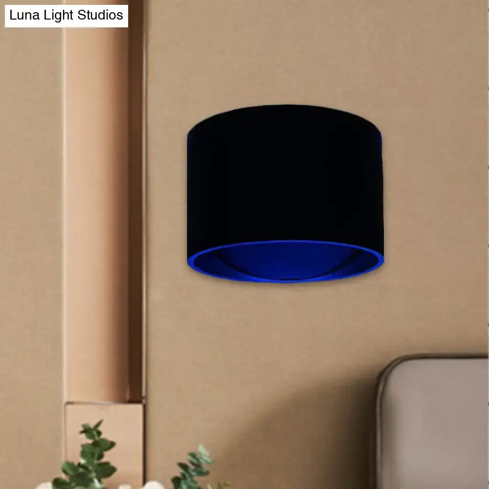 Modern Black Velvet Circle Wall Sconce and Light