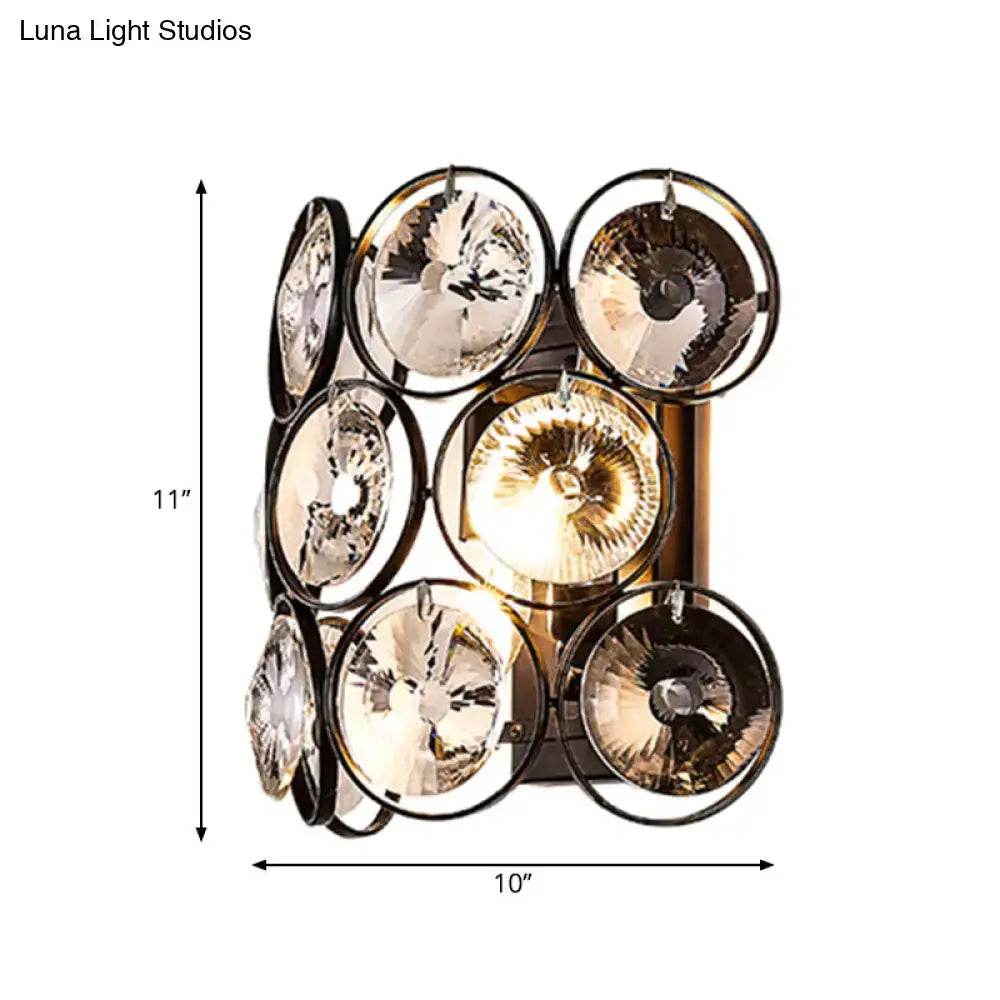 Crystal brass wall sconce with circular faceted glass discs Decorbites on Tampa Home & Garden Store