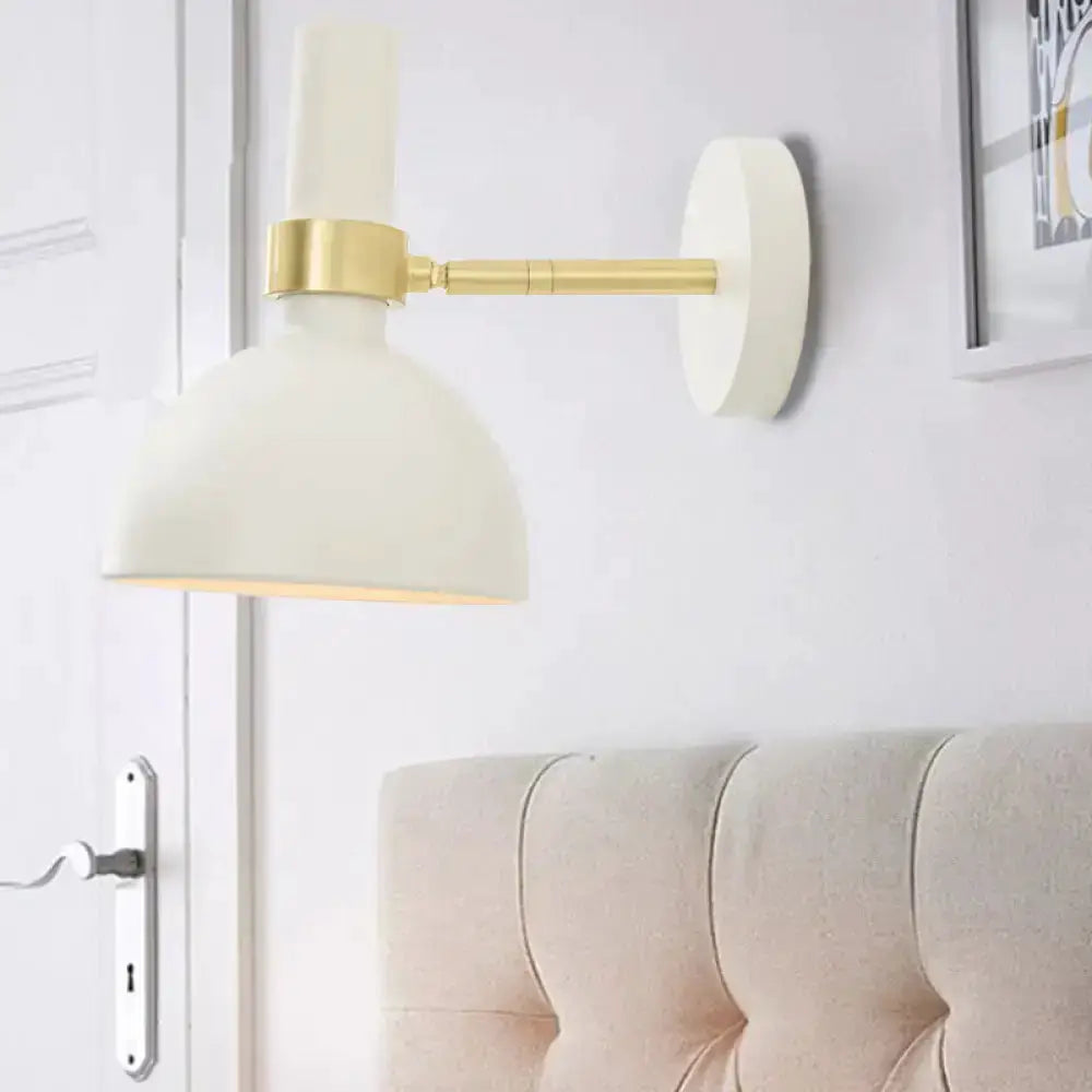 Modern Black and Brass Domed Wall Lamp Bedroom