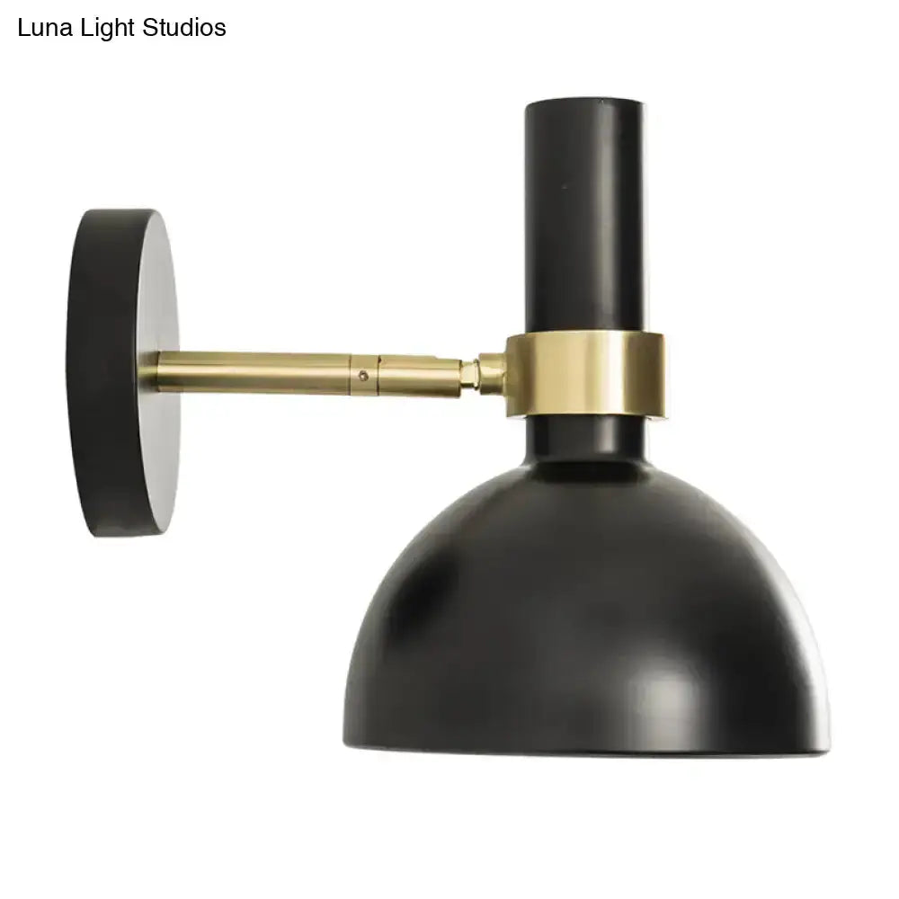 Modern Black and Brass Domed Wall Lamp Bedroom