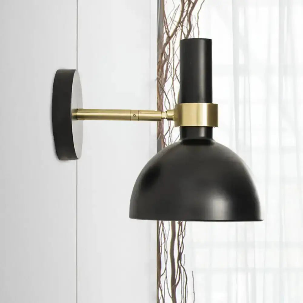 Modern Black and Brass Domed Wall Lamp Bedroom