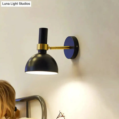 Modern Black and Brass Domed Wall Lamp Bedroom