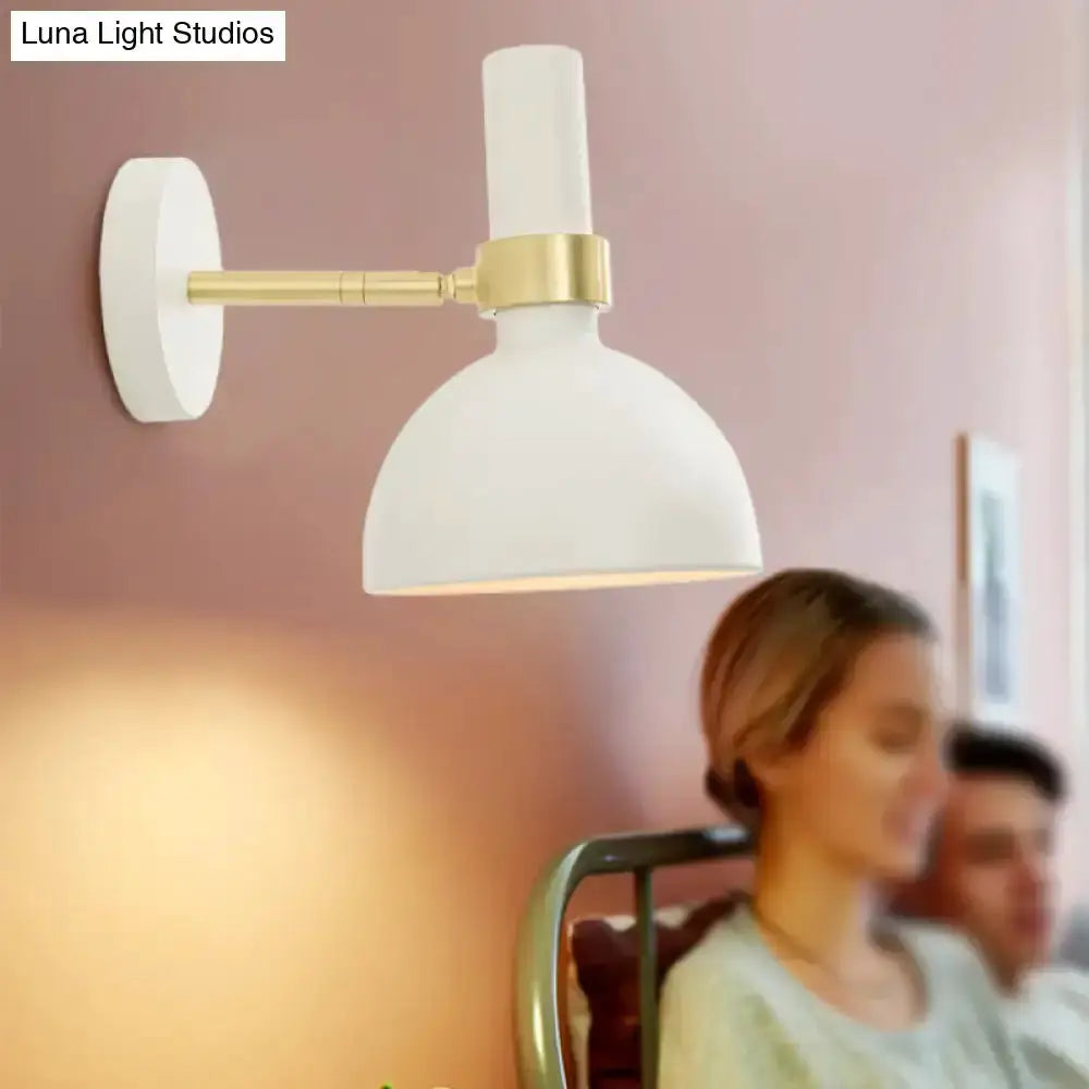 Modern Black and Brass Domed Wall Lamp Bedroom
