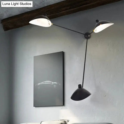 Three-head black brass duckbill wall lamp with metallic shades Decorbites on Tampa Home & Garden Store