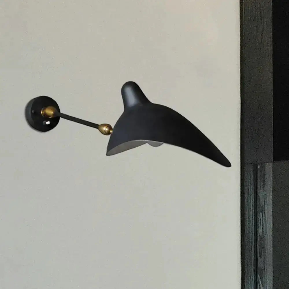Modern black and brass duckbill wall lamp with curved shade and brass joint, Decorbites on Tampa Home & Garden Store