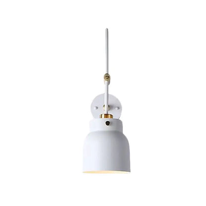 Black Brass Adjustable Dual-Voltage Wall Light with white shade and brass hardware on Tampa Home & Garden Store
