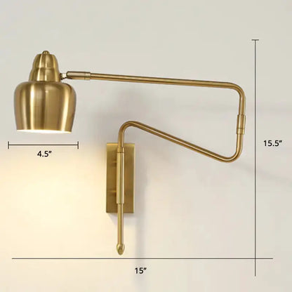 Modern Black and Brass Retractable Reading Lamp